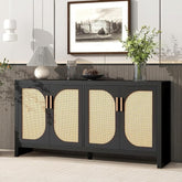 The Gileteen Buffet Storage Sideboard with Rattan Doors for Living Room Kitchen Hallway